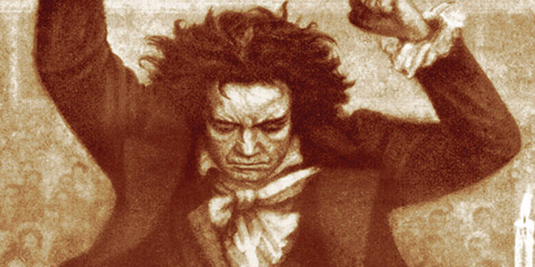 Ludwig van Beethoven conducting with baton